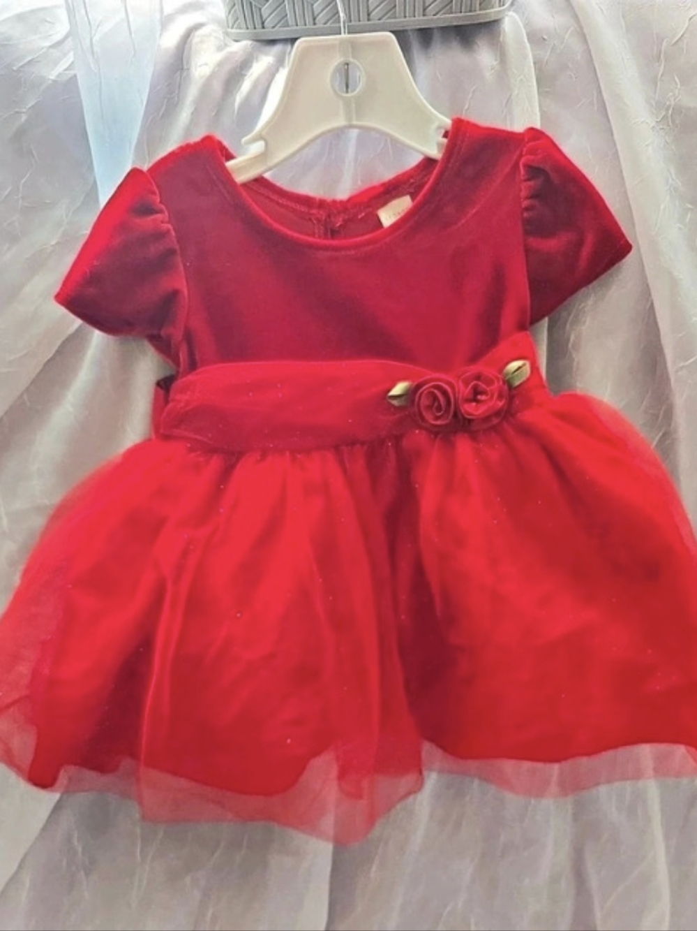 George Baby Red Tulle Dress Size 12M Like New